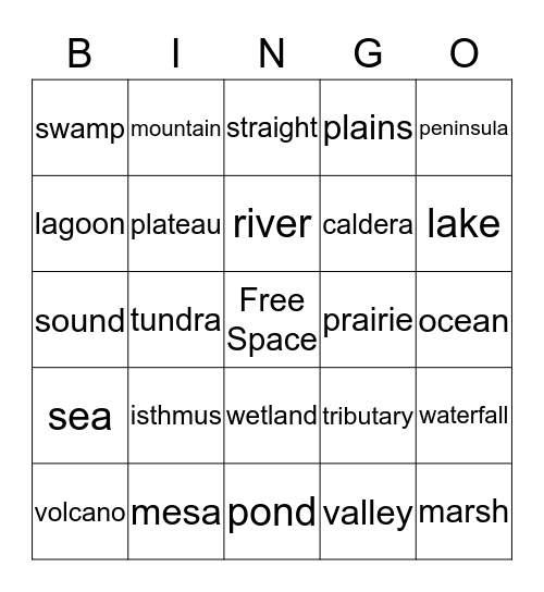 Landform Bingo 2 Bingo Card