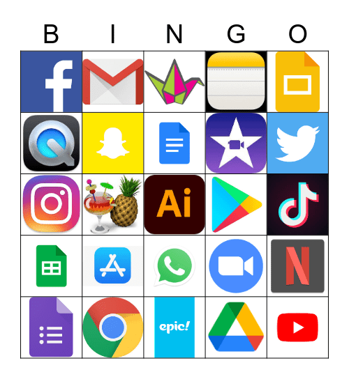 Technology App Icon Bingo! Bingo Card