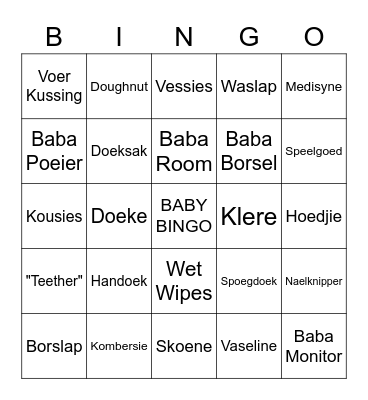Ronel se Babatee - Baby Bingo Card