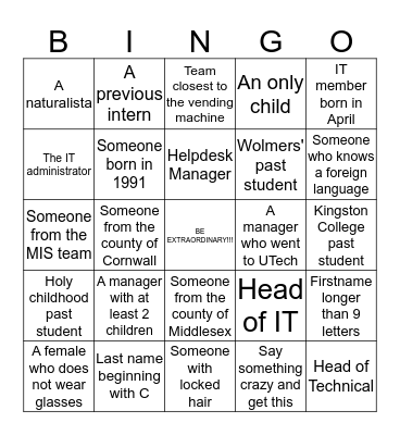 KNOW YOUR NEIGHBOURS Bingo Card