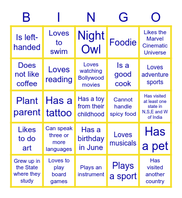 WAP 2022-2023 Bingo Card