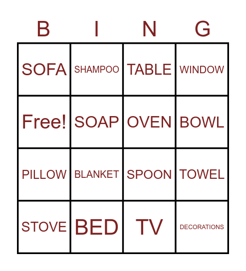 FAMILY BINGO!! Bingo Card