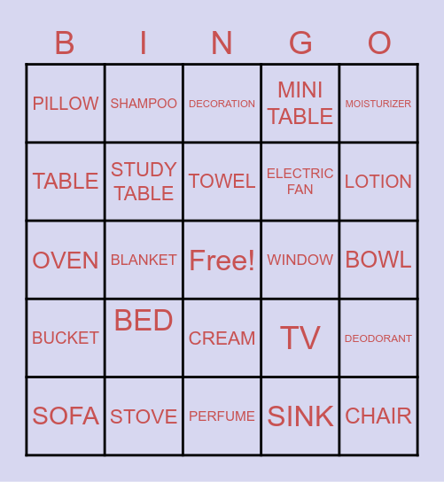 FAMILY BINGO!! Bingo Card