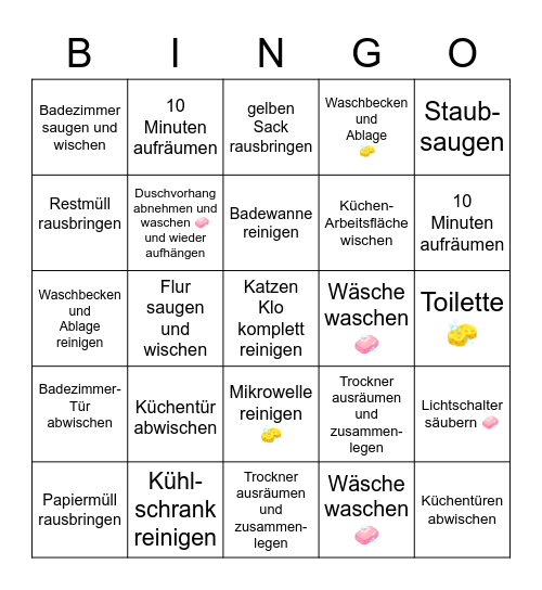 Aufräumen Bingo Card