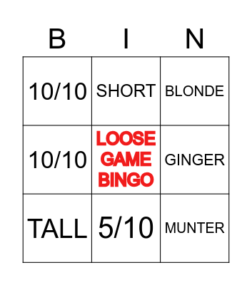 LOOSE GAME BINGO Card