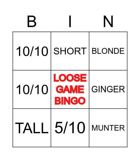 LOOSE GAME BINGO Card