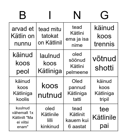 Kätlini Bingo Card