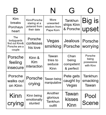 KinnPorsche Bingo Episode 9 Bingo Card