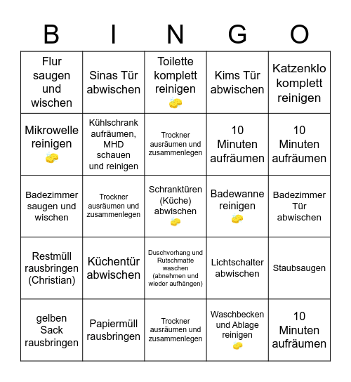 Aufräumen Bingo Card