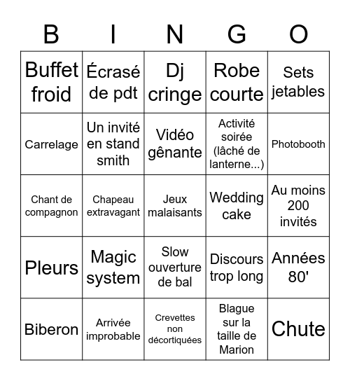 Mar Bingo Card