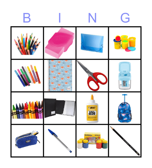SCHOOL SUPPLIES Bingo Card