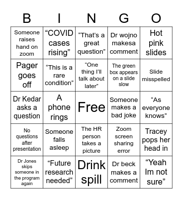 Scientific session Bingo Card
