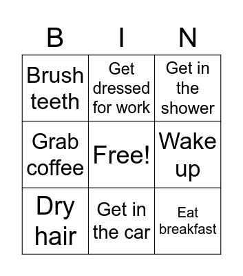 Tuesday morning Bingo Card