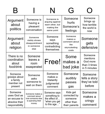 Family Bingo Card