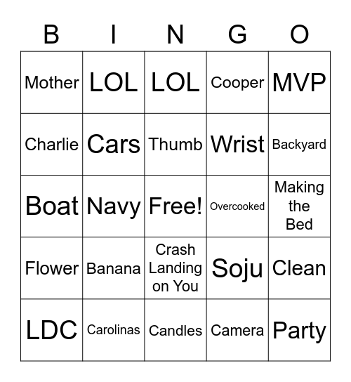Amanders Bingo Card