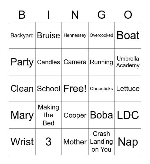 Amander's Bingo Card
