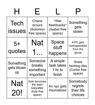 Backburner Episode 1: Chaos Begins Bingo Card