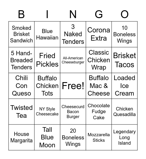 BWW BINGO Card