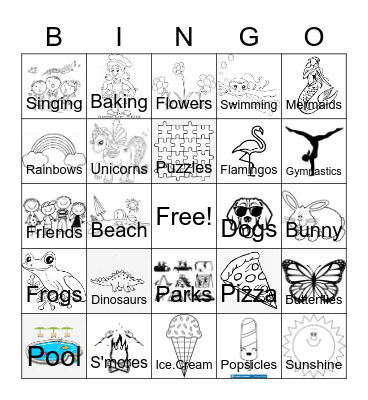 Sydney's Favorite Things BINGO Card