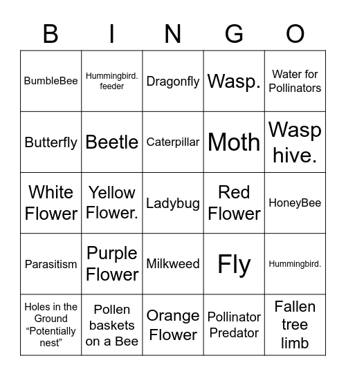 Bee Watchful and Bee Careful Scavenger Hunt Bingo Card