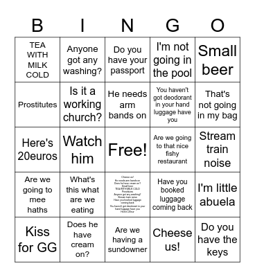 Holiday Bingo Card