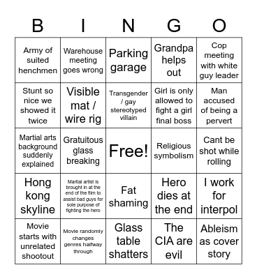 Hong Kong Action Bingo Card