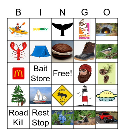 Maine Road Trip Bingo Card