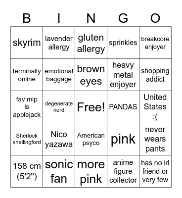 me (pandaguro087)bingo Card