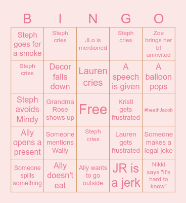 Graduation Party Bingo Card