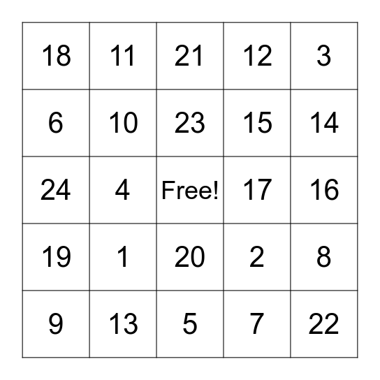 Birthday Bingo Card