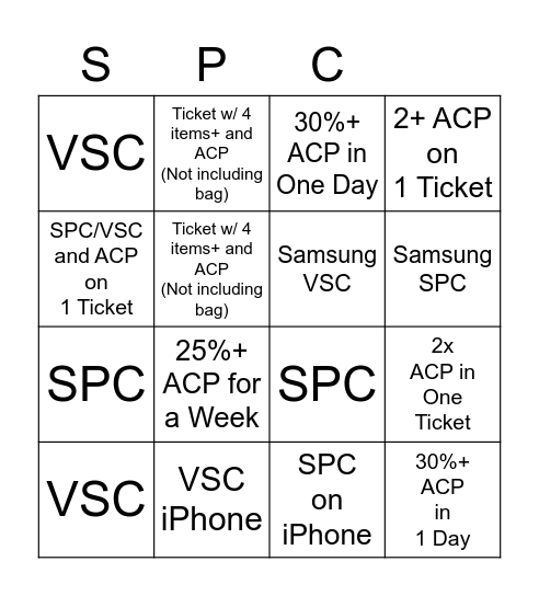 SPC/ACP Bingo Card