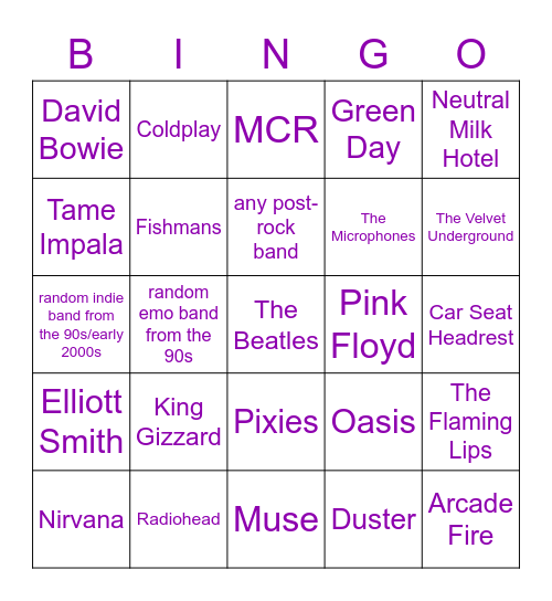 Auzycore Bingo Card