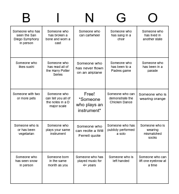 Getting to Know You VAPA Camp Edition Bingo Card