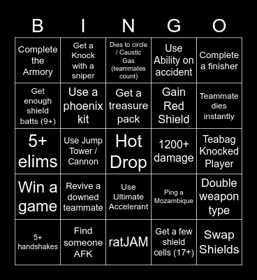 Apex Bingo Card