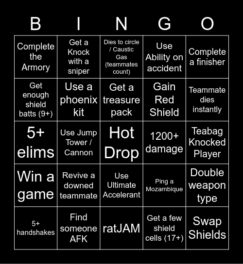 Apex Bingo Card