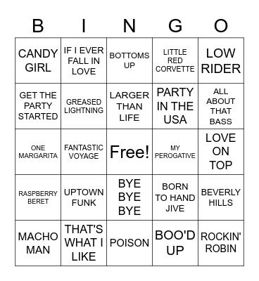 Miscellaneous Hits Bingo Card