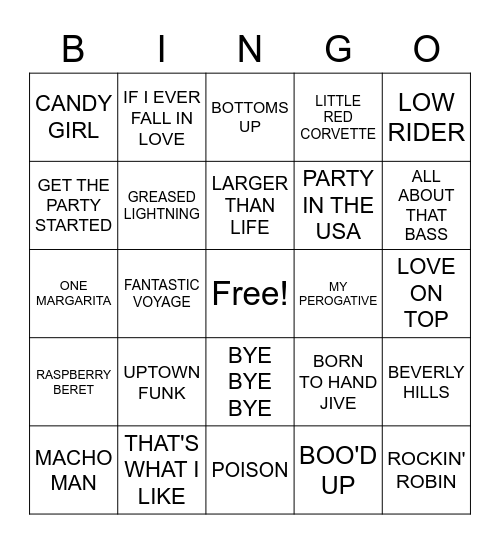 Miscellaneous Hits Bingo Card