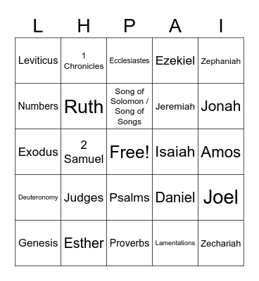 Books of the Old Testament Bingo Card