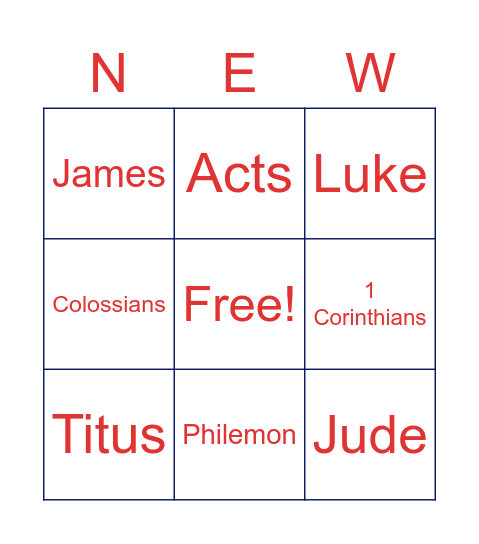 Books of the New Testament Bingo Card