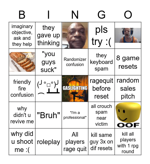 Notoriety Trolling Masterclass Bingo Card