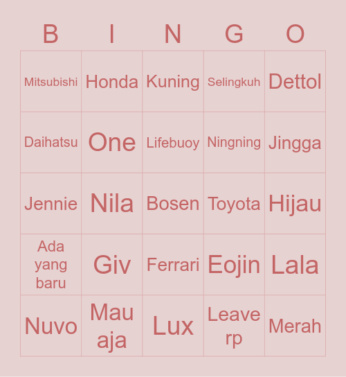 BINGO DARER Bingo Card