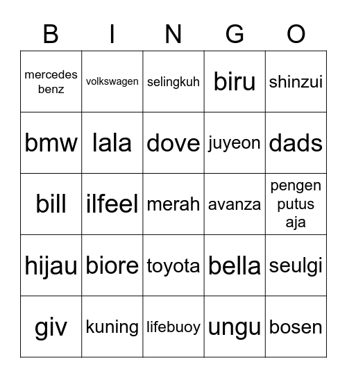ZzzZzz Bingo Card