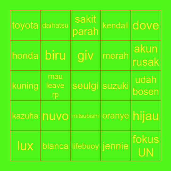 seulgi Bingo Card