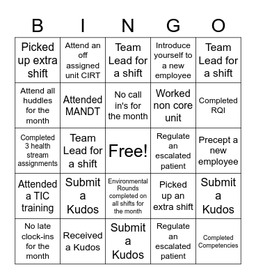 Crittenton Bingo Card