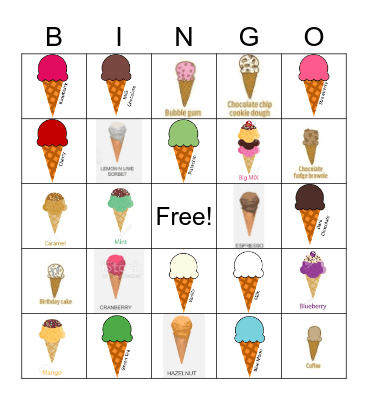 ICE CREAM BINGO Card