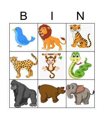 Animals Bingo Card