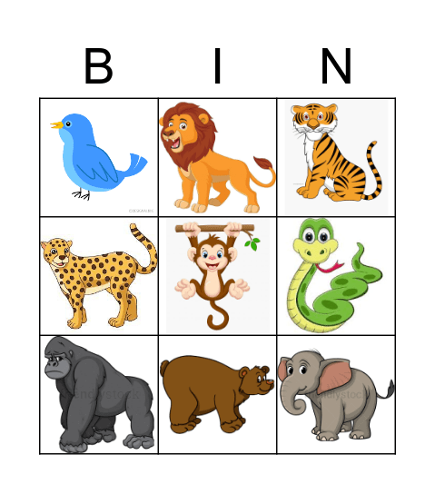 Animals Bingo Card