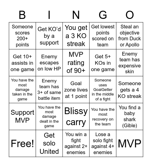 BBQDUCKK Unite Bingo Card