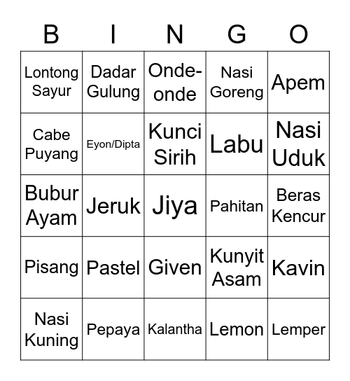 Eyon's Bingo Card