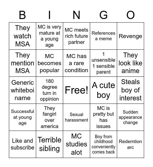 MSA Bingo Card